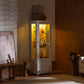 Modern Upholstered Glass Display Cabinet With Adjustable LED Light - White
