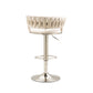 Mynroe - Set of 2 - Ivory Swivel Adjustable Counter Height Bar Stools with Footrest