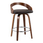 Garland - Set of 2 - 30" Luxe Brown Faux Leather Swivel Counter Stools with Walnut Finish