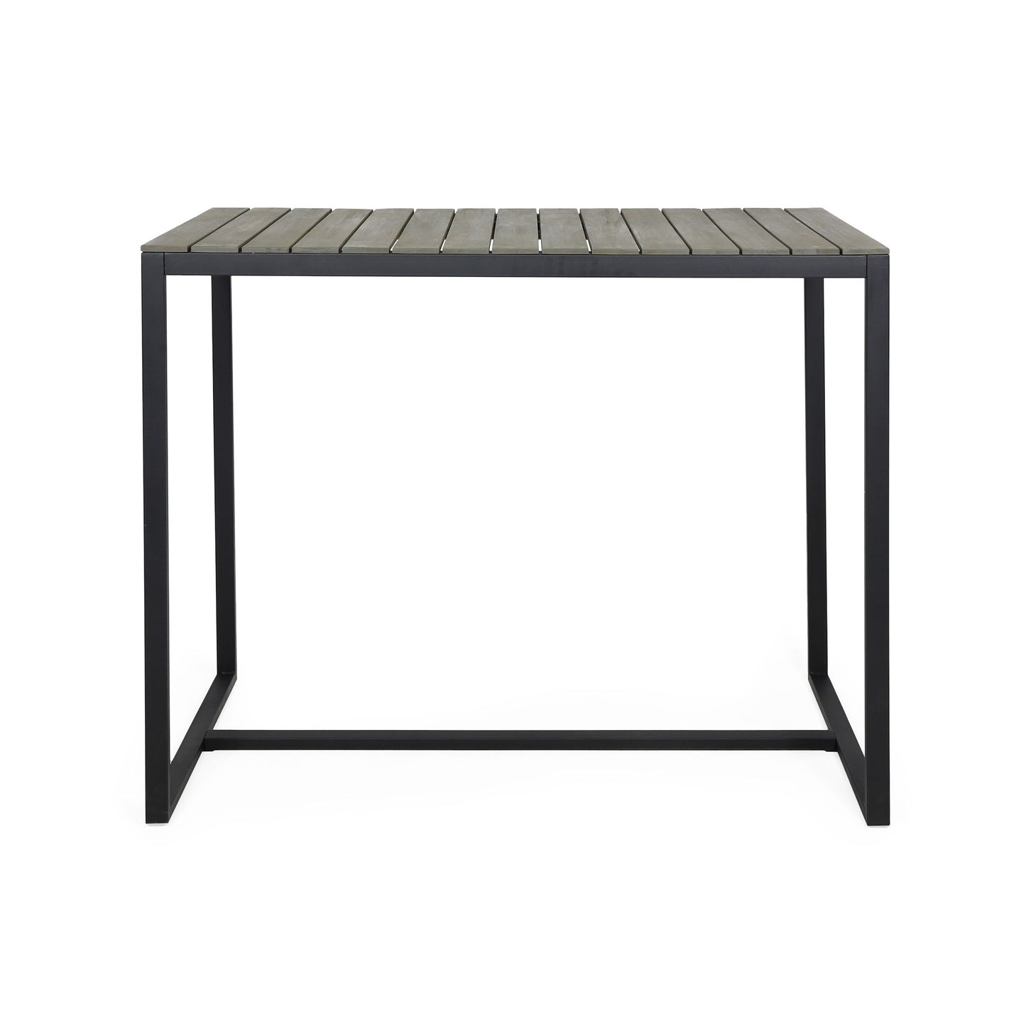 Ernesto - Outdoor Industrial Acacia Wood Bar Table With Metal Frame - Gray