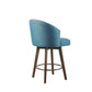 Halvoria – Set of  2- 26" Blue Upholstered 360° Swivel Counter Stool with Button