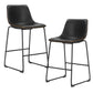 Harmis - Set of 2 - 26" Counter Height Bar Stools in Black PU Leather with Metal Legs and Backrest, Modern Design for Kitchen and Living Room