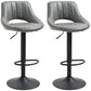 Varella - Set of 2 - 25" Gray PU Leather Swivel Bar Stools with Adjustable Height (33.5"–41.75"), Round Heavy Metal Base, and Footrest