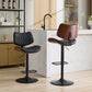 Alessa - Set of 2 - 26" Adjustable Walnut Bentwood & Black Leather 360° Swivel Bar Stools