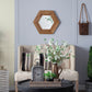Hexagon Mirror With Natural Wood Frame, Wall Decor For Living Room Bathroom Hallway