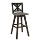 Hasting - Set of 2 - 29" Distressed Gray & Black 360° Swivel Pub Height Chairs - Solid Rubberwood X-Back Design, Bar Stool Chairs