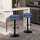 Veynard - Set of 2 - 24" Blue Linen Adjustable Bar Stools with 360° Swivel, Metal Frame for Kitchen and Dining