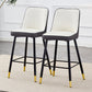 Holborn - Set of 2 - 27" Black Swivel Wood Bar Stools with High Back, Modern PU Seat, Gold Accents, and Metal Legs