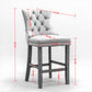 Sorrento - Set of 2 - 24.4" Orange Velvet Upholstered Barstools with Button Tufted Back, Wooden Legs & Chrome Nailhead Trim