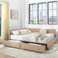 Mid-Century Storage Upholstered Tufted Bed Frame With Backrest And Armrests