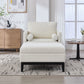 Farmhouse Upholstered Accent Chair With Ottoman, Reversible Lid Coffee Table