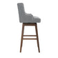 Eric - Set of 2 - 30" Gray Linen Swivel Bar Stools with Button-Tufted Backrest, Solid Wood Legs, Seat Height