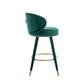 Lurian - Set of 2 - 28" Emerald Velvet Swivel Counter Height Bar Stools, Solid Wood Legs, Ergonomic Backrest, Retro Design