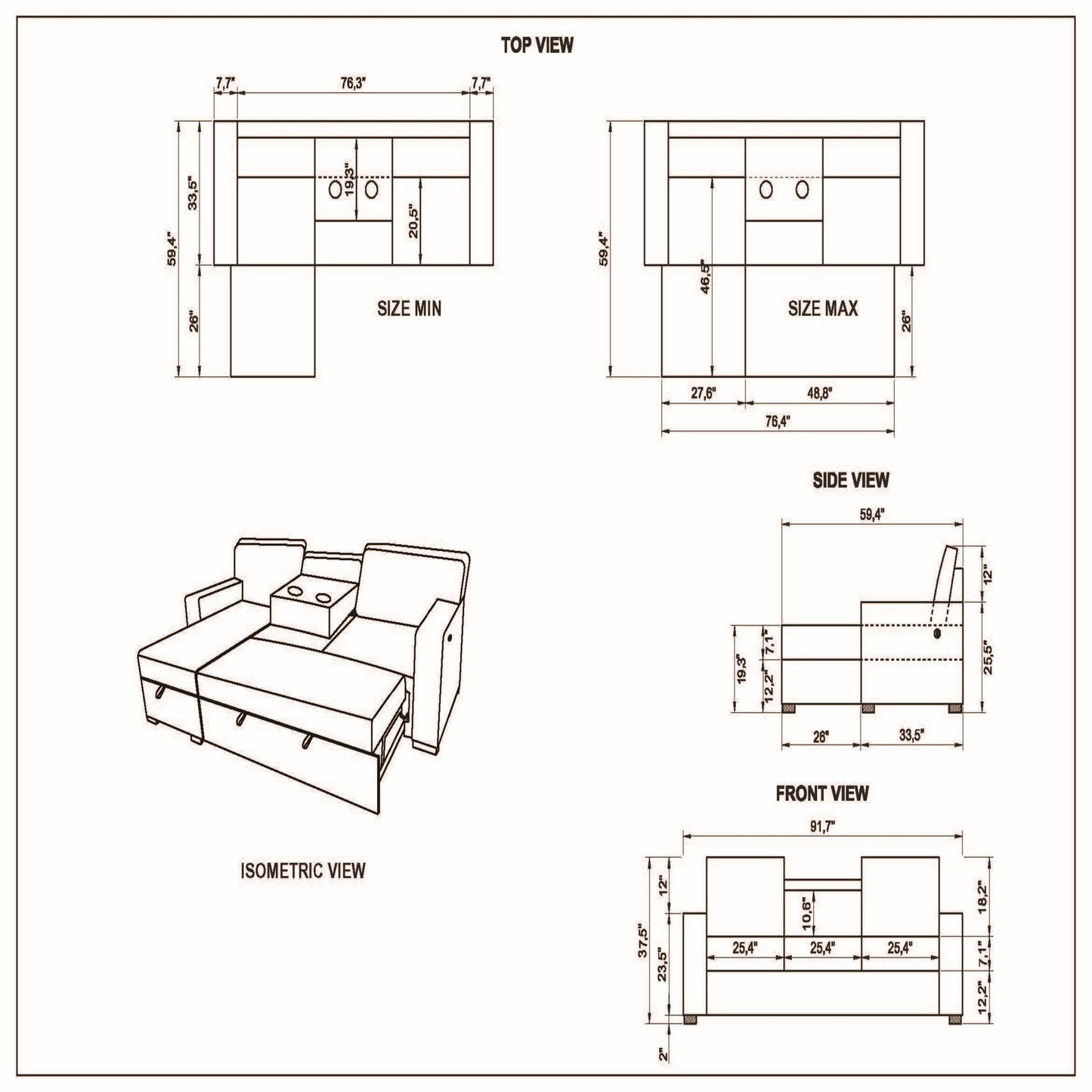 Territory - Pull Out Sofa Bed With Design - Dark Gray