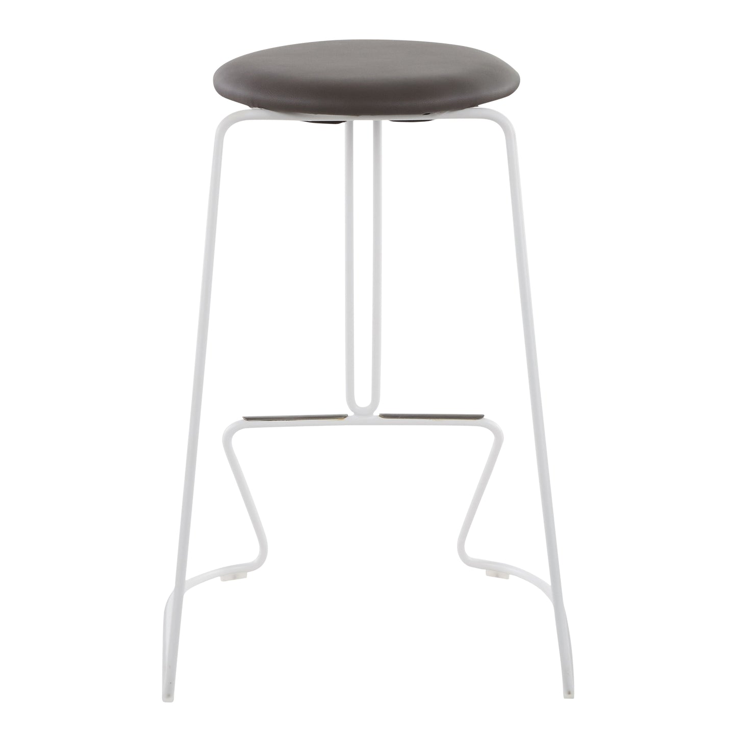 Crosley - Set of 2 - 26" White Steel & Grey Faux Leather Contemporary Counter Stools for Modern Dining & Bar Seating