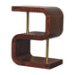 S Curve Brass Bedside Table - Dark Brown