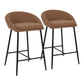 Martisse - Set of 2 - 26" Fixed-Height Camel Faux Leather Counter Stools with Black Metal Frame