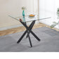 Dining Table With Cross Metal Leg And Tempered Glass, Modern Space Saving Kitchen Table For Living Room Legs, Square Table
