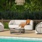 Harper - Indoor/Outdoor Modern Round Coffee Table - Geige Taupe Aluminum