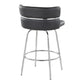 Caden - Set of 2 - 26" Black Swivel Counter Stools, Chrome Metal & Faux Leather