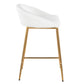 Mariple - Set of 2 - 26" Counter Stools with White Faux Leather Upholstered Seat and Gold Trestle-Style Metal Base