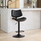 Alessa - Set of 2 - 26" Adjustable Walnut Bentwood & Black Leather 360° Swivel Bar Stools