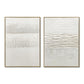 Framed Abstract Wall Art, Thick Textured Canvas Painting With Stone Accents (Set of 2) - Antique White