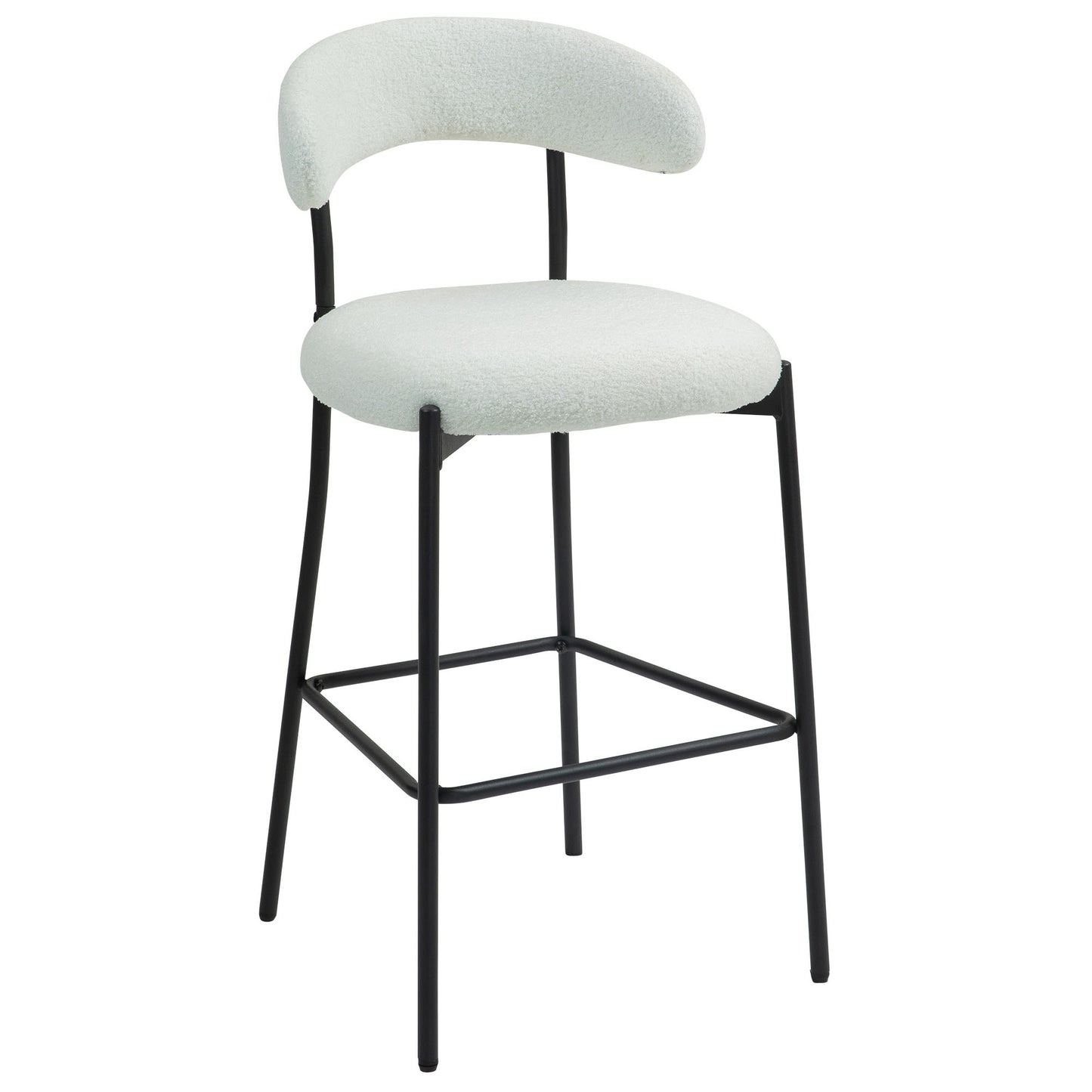 Sorelle - Set of 2 - 26" Snow White Teddy Fabric Counter Height Stools with Open Back and Black Powder-Coated Base