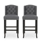 Viora - Set of 2 - 30" Charcoal & Dark Brown Fabric Tufted Wingback Counter Stools