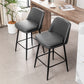 Harvaloni - Set of 2 - 26" Swivel Counter Stools with Grey Upholstered Seat and Metal Legs