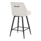 Llis - Set of 2 - 26" Transitional Fixed-Height Counter Stools with Swivel, Black Metal Frame & Cream Upholstered Seats