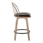 Riley - Farmhouse Fixed Height Counter Stool Round Footrest With Removable Cushion (Set of 2) - White Washed / Antique Copper / Brown