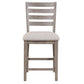 Counter Side Dining Stool With Ladder Back (Set of 2) - Gray