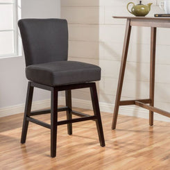 Lorian - Set of 2 - 26" Charcoal Grey Swivel Counter Stool with Birch Legs and Fabric Upholstery