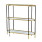 3 Tier Metal Console Table, Mirrored Shelf - Golden Black