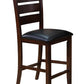 Loretiana - Set of 2 - 24" Counter Height Dining Chairs with Ladder Back, Faux Leather Cushions, Dark Brown Wood Finish