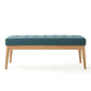 Vibratory - Button Tufted Upholstered Ottoman With Splayed Wooden Legs - Teal / Natural