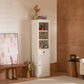 Retro Style 75'' Tall Display Shelf With Cabinet For Hallways Living Room Kitchen - White