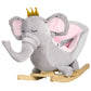 Qaba - Baby Rocking Horse Elephant Rocking Chair Toddler Rocker Toy With Sound Wooden Base Seat Safety Belt For 1.5-3 Year Old - Gray