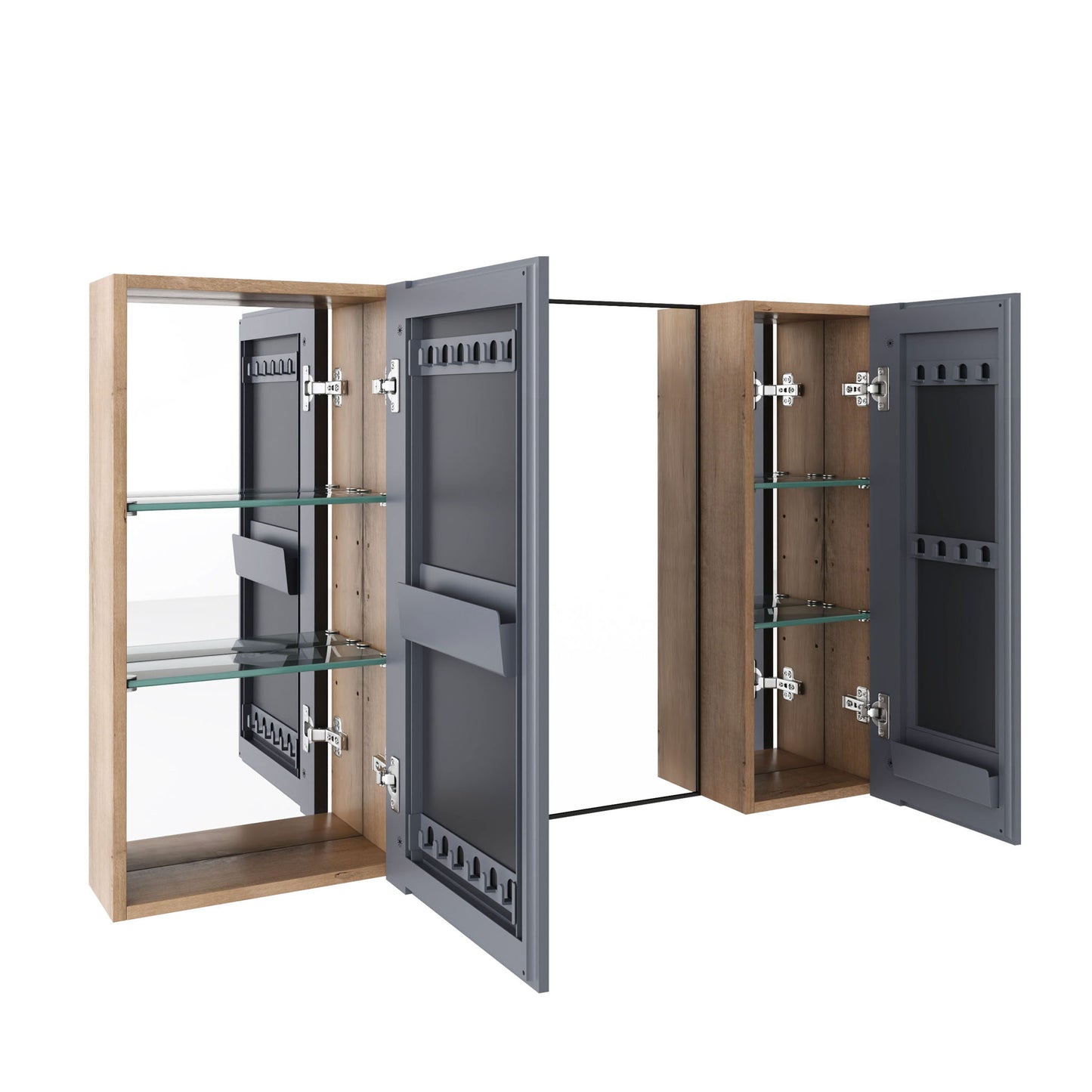 43.3" Wall Mounted Bathroom Cabinet With Adjustable Shelves, Door Storage Cabinet - Imitative Oak
