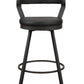 Caspian - Set of 2 - 28" Black Faux Leather Swivel Bar Stools with High Back