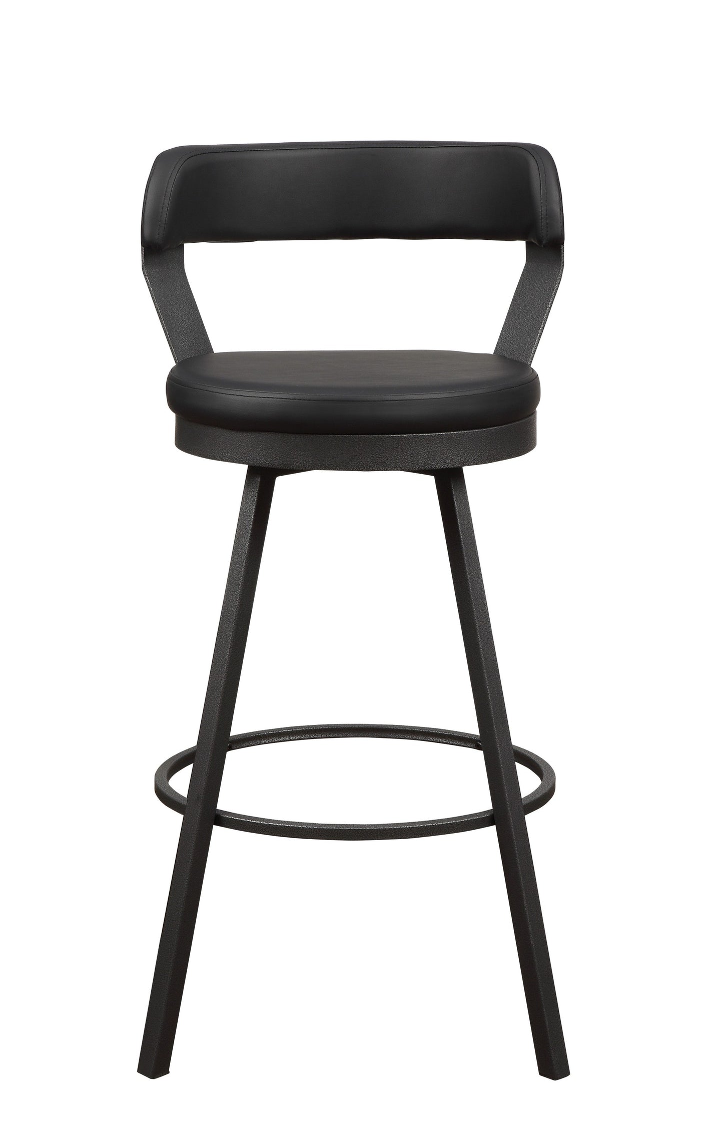 Caspian - Set of 2 - 28" Black Faux Leather Swivel Bar Stools with High Back