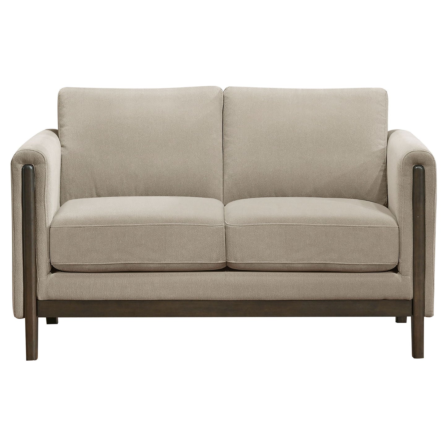 Fisher - Upholstered Panel Arm Loveseat - Taupe