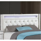 Modern Bed With LED Lights, Charging Port, Tufted Headboard