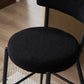 Sable - Set of 2 - 25" Black Upholstered Teddy Fabric Bar Stools with Ergonomic High Back and Modern Metal Base