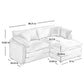 Oversized Modular Cushion Sofa With Ottoman, Low Back, Deep Seating Sofa Set