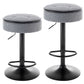 Lynric - Set of 2 - 24" Grey Linen Adjustable Swivel Bar Stools with Hidden Storage and Metal Frame