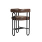 Callan - Set of 2 - 24" Dark Brown PU Bar Stools with Round Cushions, Curved Backrest, and Modern Black Metal Frame