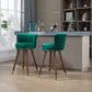 Monial - Set of 2 - 28" Emerald Swivel Bar Stools with Backrest, Footrest, and Solid Wood Legs