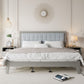Mid Century Modern Platform Bed With Upholstered Headboard